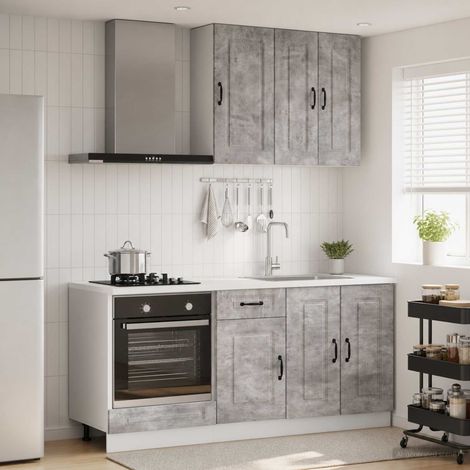 Teenpull – Kücheneinheit KALMAR 5 Stk. Betongrau Holzwerkstoff (1/5)