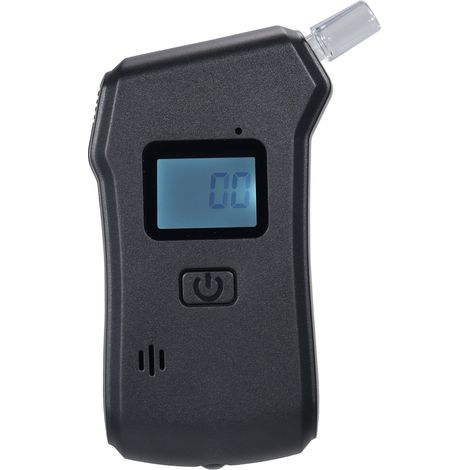 éthylotest portable avec écran LCD et lampe LED d'urgence pour une utilisation à domicile, professionnelle ou sociale.