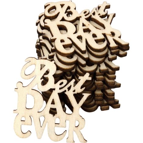Lettres En Bois - Tranche De Tilleul Non Finition - Pour Décoration Mariage Anniversaire Fête - Lot De 15 (1/5)