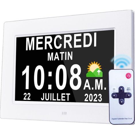 Enhanced digital clock with 19 alarms, automatic daylight saving time, silent wall alarm clock with 20 customizable reminders for adults and children with Alzheimer's disease (1/4)