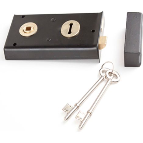 EZR Narrow Style Rimlock Reverse Black 140mm x 76mm - Box of 1... (1/2)