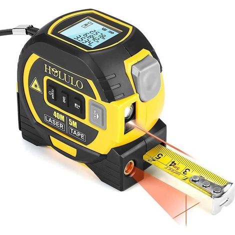 Mètre Laser Numérique 3 in 1 avec ligne laser croisée, 131Ft Télémètre Laser Numérique, 16Ft Mètre à Ruban avec [430] (1/4)