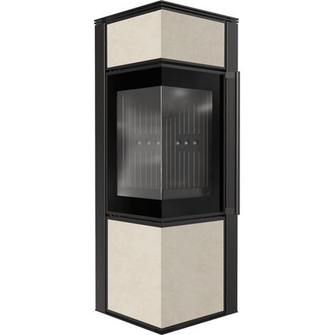 Kaminofen aus Stahl KRATKI TORA/S 8 kW Ø 150 Quarzsinter FOKOS SALE schwarz Verkleidung (1/5)