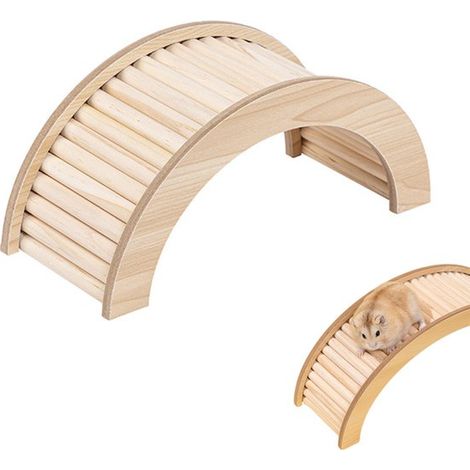 Pont hamster - Pont Rodent - Échelle pour petits animaux - Pont pas en bois - 20.3 x 8.5 x 9 cm - Jouets hamster - Accessoire Cage (1/5)