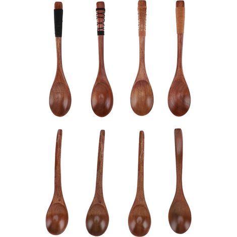 Wood Soup Spoons Japanese Style Wooden Spoon Set Kitchen Utensil for Eating Cooking Mixing Stirring Set 2 (1/5)
