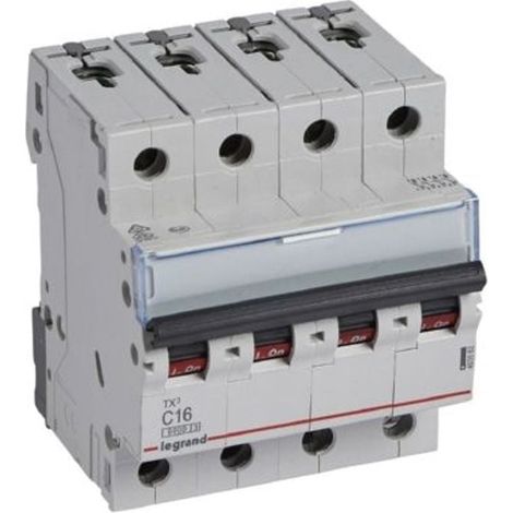 Disjoncteur Legrand TX³ 4P C16 6000A/6kA 400V 4 modules - LEG403562