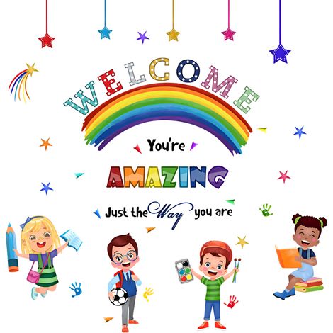 Autocollants Muraux Arc-en-ciel - Citations Inspirantes pour Enfants - Décoration Murale Détachable pour Chambre d'Enfant, Coin Lecture, Salle de Classe, Bibliothèque - 2 Feuilles (1/5)