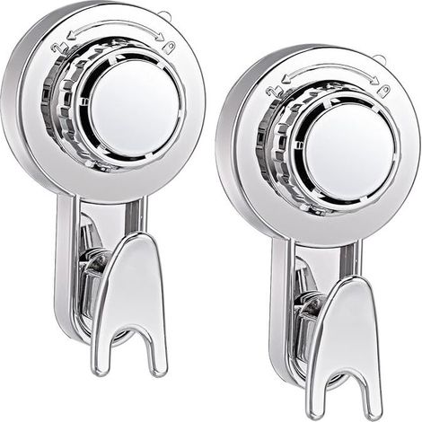Lot de 2 Crochet à Ventouse Sous Vide Puissante Crochet Porte Torchon Serviette Salle de Bain Ventouse Murale Crochets Ventouse pour Cuisine Torchon Douche Fenêtre Verre (Argent) (1/4)