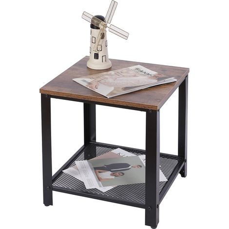 Tavolino Caffe Divano Salotto Quadrato Design Moderno Industriale Legno Metallo