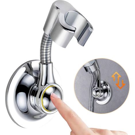 Support de Douchette Ventouse sans Percage - Support Réglable 360° pour Pommeau de Douche Main - ABS Chromé Robuste (1/5)