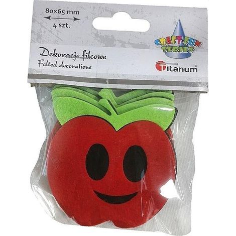 Manzanas 3D de fieltro de 80x65 mm, rojo-verde, 4 unidades
