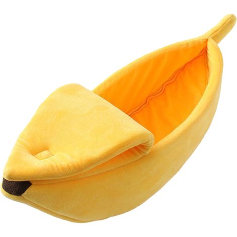 Joli nid douillet en forme de banane pour chat, chaton et chiot, idéal pour l'hiver. Accessoires pour animaux de compagnie. (1/5)