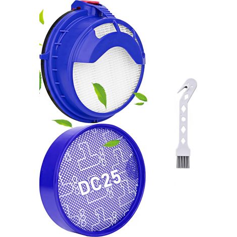 Préfiltre et filtre HEPA pour aspirateur Dyson DC25 (jeu de préfiltre et de postfiltre + brosse)