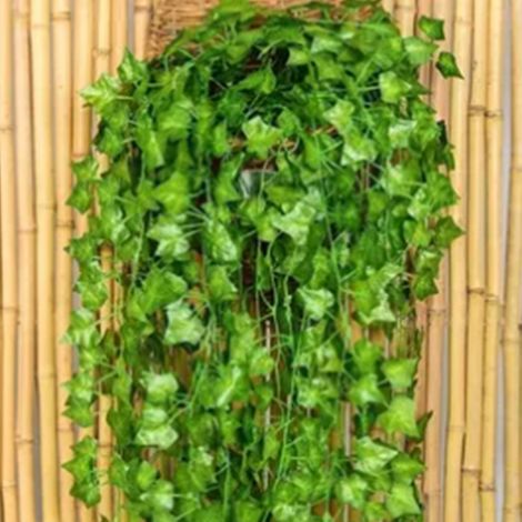 Lierre Artificiel 72 feuilles (12 pièces) Lierre Simulé avec Canne Végétale Décorative Feuillage d'Eucalyptus Coton et Plastique pour Décor Murale (1/5)