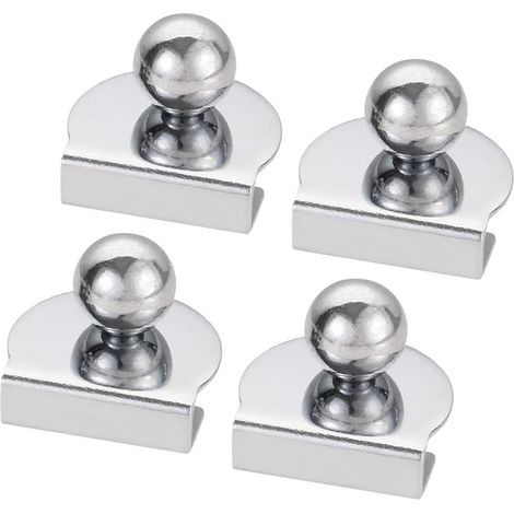 Lot de 4 Poignée de porte, Sans perçage, Fer, Pour vitrine verre 3-5mm, Cuisine salle de bain