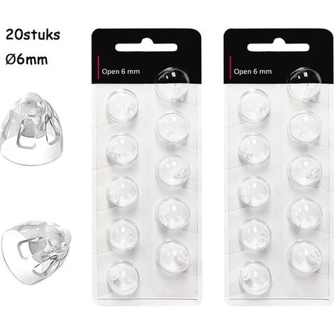 Embouts d'appareils auditifs - Ventilation ouverte 6 mm - Silicone - compatibles avec Oticon Minifit - Embouts de rechange - Accessoires - 20 pièces (1/5)