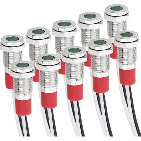 BeMatik - Lampe voyant LED 8mm 12VDC à montage sur panneau vert 10 pack (1/5)