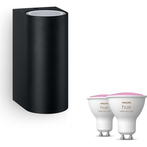 Philips Hue Nightingale Aplique de pared exterior Up & Down GU10 (Negro) Luz blanca y de color - White and Color Ambiance (1/5)