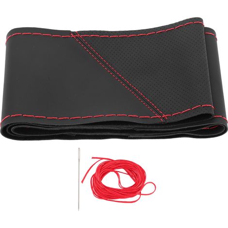 Volant universel 15 pouces, housse en microfibre perforée cousue main (Rouge) (1/5)