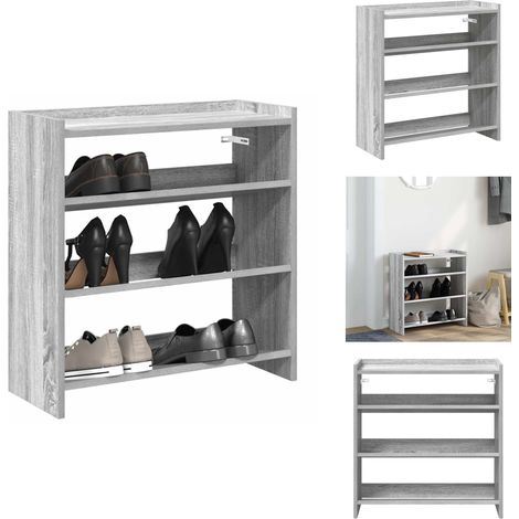 Schuhregal Grau Sonoma 60x25x62 cm Holzwerkstoff - Schuhregal - Schuhregale - Schuhschrank - Schuhe Aufbewahrung (1/5)