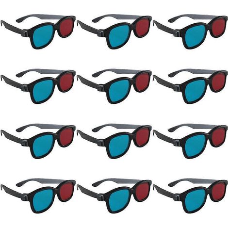 Lot de 20 lunettes 3D portables en plastique, verres rouges et bleus, monture noire, style cinéma-14.5X12.5X4CM