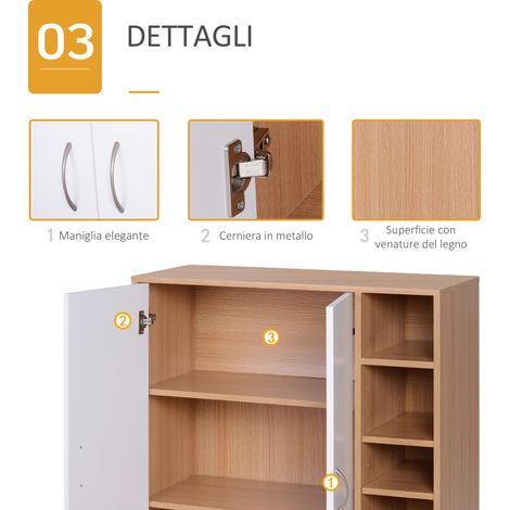 Armoire murale étroite 80x32x91cm, meuble polyvalent en bois avec 2 battants et tablettes réglables, parfait pour dressing et couloir (1/5)