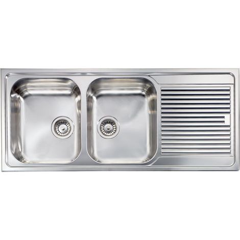 Lavello ZENITH 210 116x50 2 vasche sinistre+ gocciolatoio ACCIAIO INOX (1/7)
