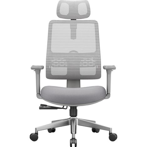 Silla de oficina, diseño ergonómico, soporte lumbar adaptable, gris. (1/2)