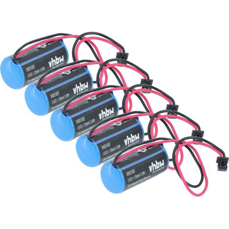 vhbw 5x Batterie kompatibel mit Mitsubishi MELSEC Q25PRHCPU, Q25PHCPU Steuereinheit (1700 mAh, 3 V, Li-MnO2)