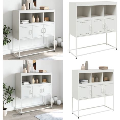 vidaXL Sideboard Weiß 100,5x39x107 cm Stahl (1/5)