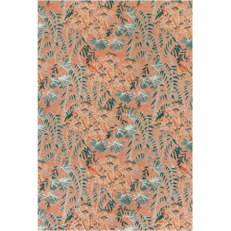 VIVARAISE - Tapis Vivaraise Nona - Motifs Botaniques en Polypropylène (Couleur Pêche, 155 x 230 cm) (1/5)