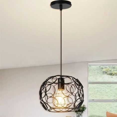 U-Do Ajustable Lustre Intérieur design Moderne Suspension Luminaire en Métal Noir Lampe Brillant pour Chambre Escaliers (1/4)