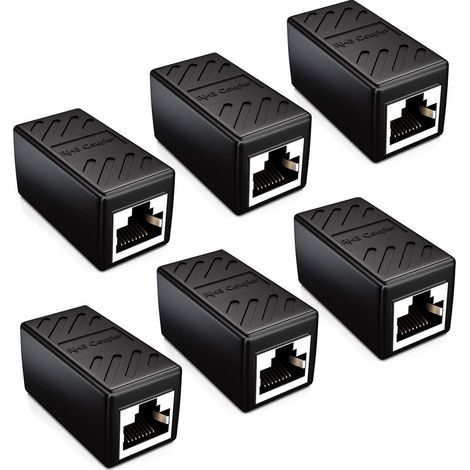 Coupleur Connecteur de Câble Câbles de Réseau Câble Patch Câble Ethernet Adaptateur Modulaires Blindée 2x Prise Femelle RJ45 DSL LAN Noir