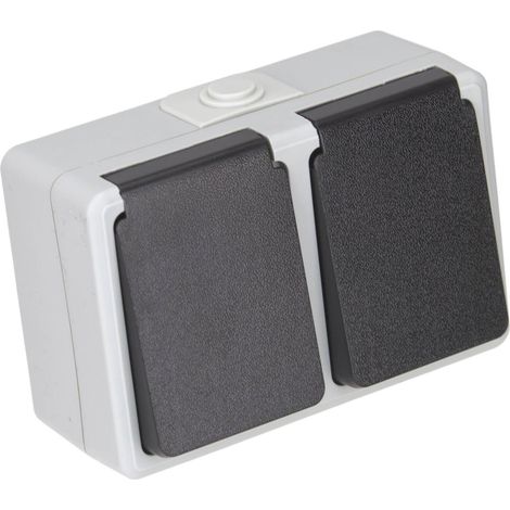 Feuchtraum horizontal Doppelsteckdose Serie TAFF Aufputz Steckdose 2-fach IP44 250V grau