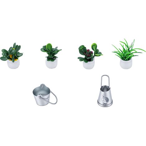 Lot de 4 plantes miniatures en pot, en plastique, mini-plantes artificielles, fausses plantes ornementales pour la décoration de jardins féeriques et l'aménagement paysager (1/5)