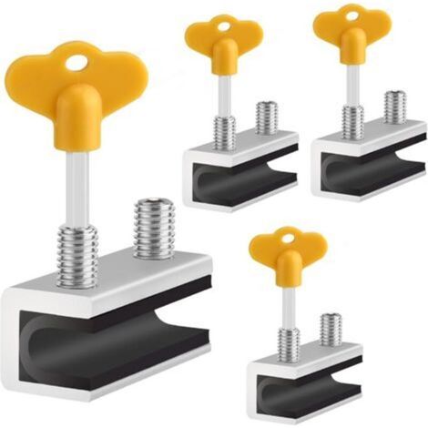 Lot de 4 serrures de sécurité coulissantes avec clé pour fenêtres et portes coulissantes verticales et horizontales, réglables, pour patio, chambre, maison et bureau