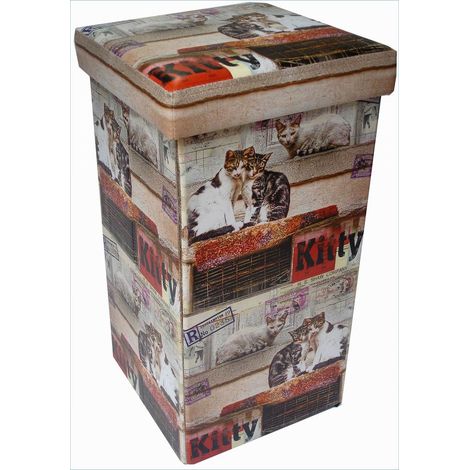 Pouf contenitore ecopelle 32x32x60 cm Scatola porta oggetti con coperchio imbottito Cubo contenitore Pouf contenitore pieghevole