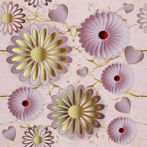Outdoor dekostoffe oxford - Motiv Rosa und goldene Blumen (1/5)