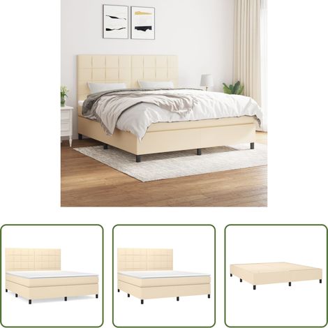 vidaXL Kopfteil - Boxspringbett mit Matratze Creme 180x200 cm Stoff (1/5)
