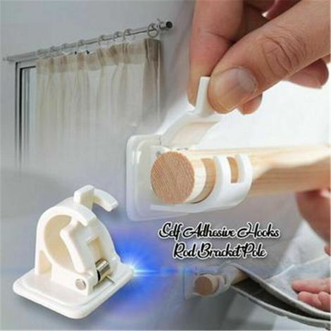 Lot de 2 crochets auto-adhésifs pour tringle à rideau – DELKEVIC (1/4)