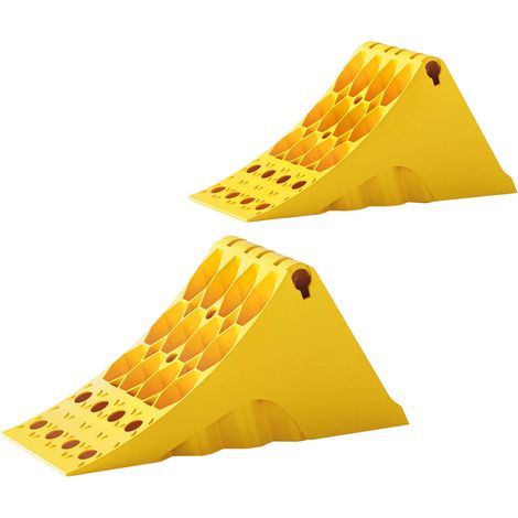 Wiltec Juego de 2 calzos de rueda max. 6,5 t por par con superficie antideslizante cuñas de rueda para coches, remolques y caravanas