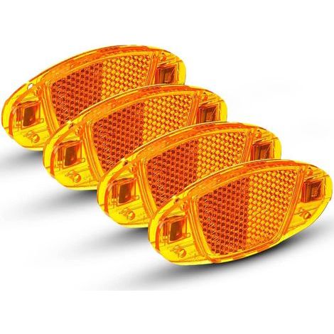Set mit 4 gelben Fahrradreflektoren für mehr Verkehrssicherheit (1/5)
