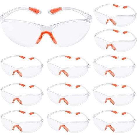 Lunettes de Sécurité, Lunette de Protection Travail, Lunettes de Protection Anti Glisse avec Verres Transparents & Pont de Nez Caoutchouc, Lunette Transparente PC
