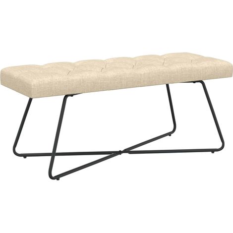 Banco con tapicería con botones Crema 110 x 40 x 46 cm Tela vidaXL (1/5)