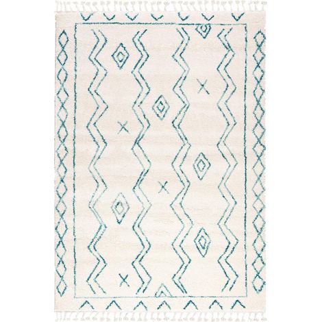 Tapis berbère motif ethnic 80x150 crème LYN5 MADIDA