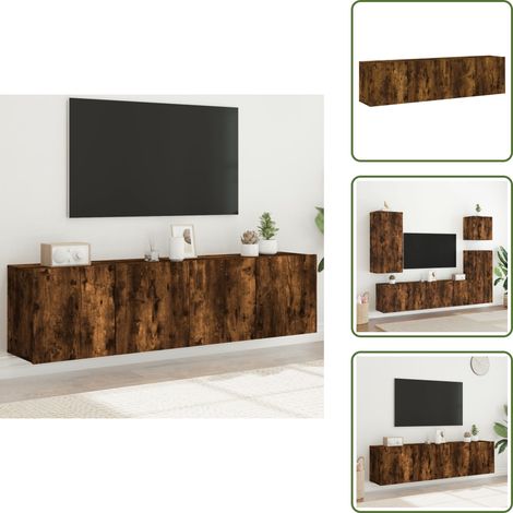 TV-Wandschränke 2 Stk. Räuchereiche 80x30x41 cm - TV Schrank - Holzschrank - Regal - Wohnzimmereinrichtung - Wandregal (1/5)
