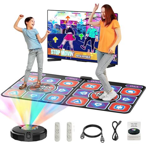 Tapete de baile, fabricado en PU y EVA, dimensiones 1,8 x 0,9 metros, compatible con televisores y consolas de videojuegos, admite modos de 4 y 6 teclas, opciones para uno o dos jugadores. (1/5)