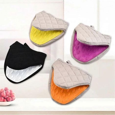 Pinces Isolantes Thermiques - Coton + Gel De Silice + Silicone - Pour Cuisine - 15,5 x 14,5 cm - Noir - 1 Pièce (1/5)