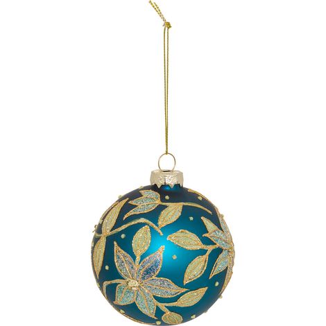 Boule verre fleurs D.8cm bleu - Atmosphera créateur d'intérieur (1/2)