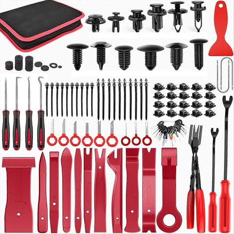Kit 238 pièces démontage garnitures, extracteur de clips fixations pare-chocs, jeu de rivets poussoirs auto, outil levier intérieur voiture, pinces plastique (1/5)